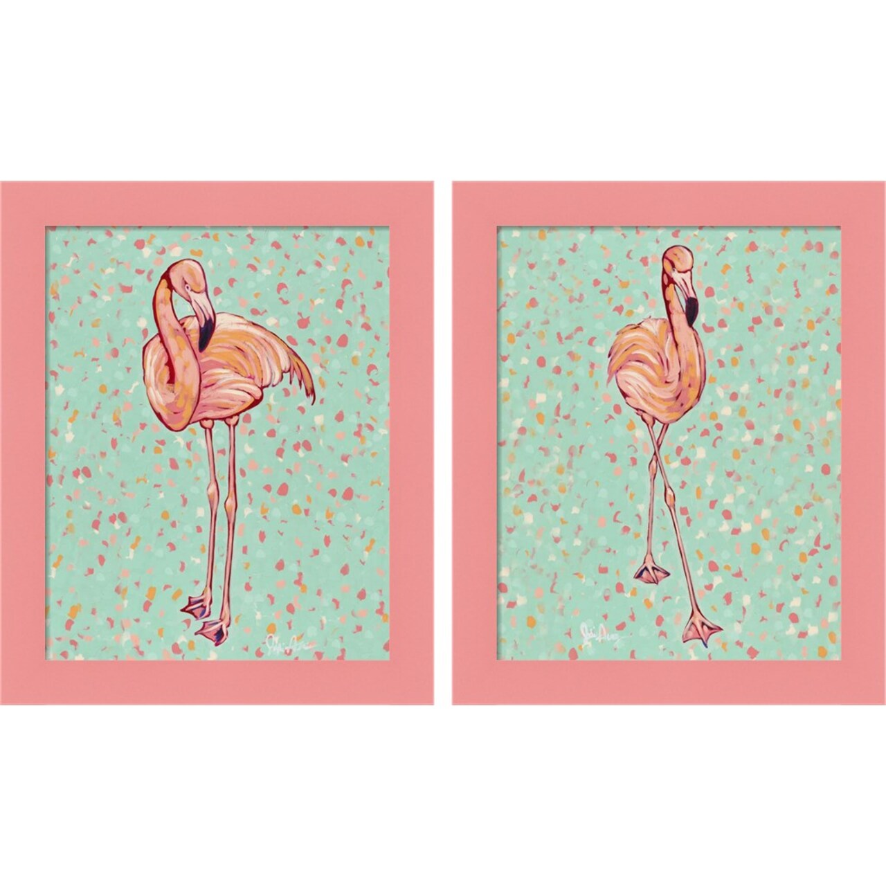 Flamingo Portrait by Jodi Augustine, 2 Piece Pink Framed Art Set